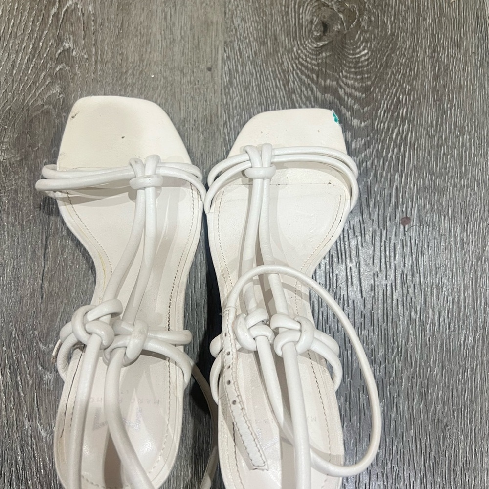 Marc Fisher White Knotted Strappy Lace-Up Sandals